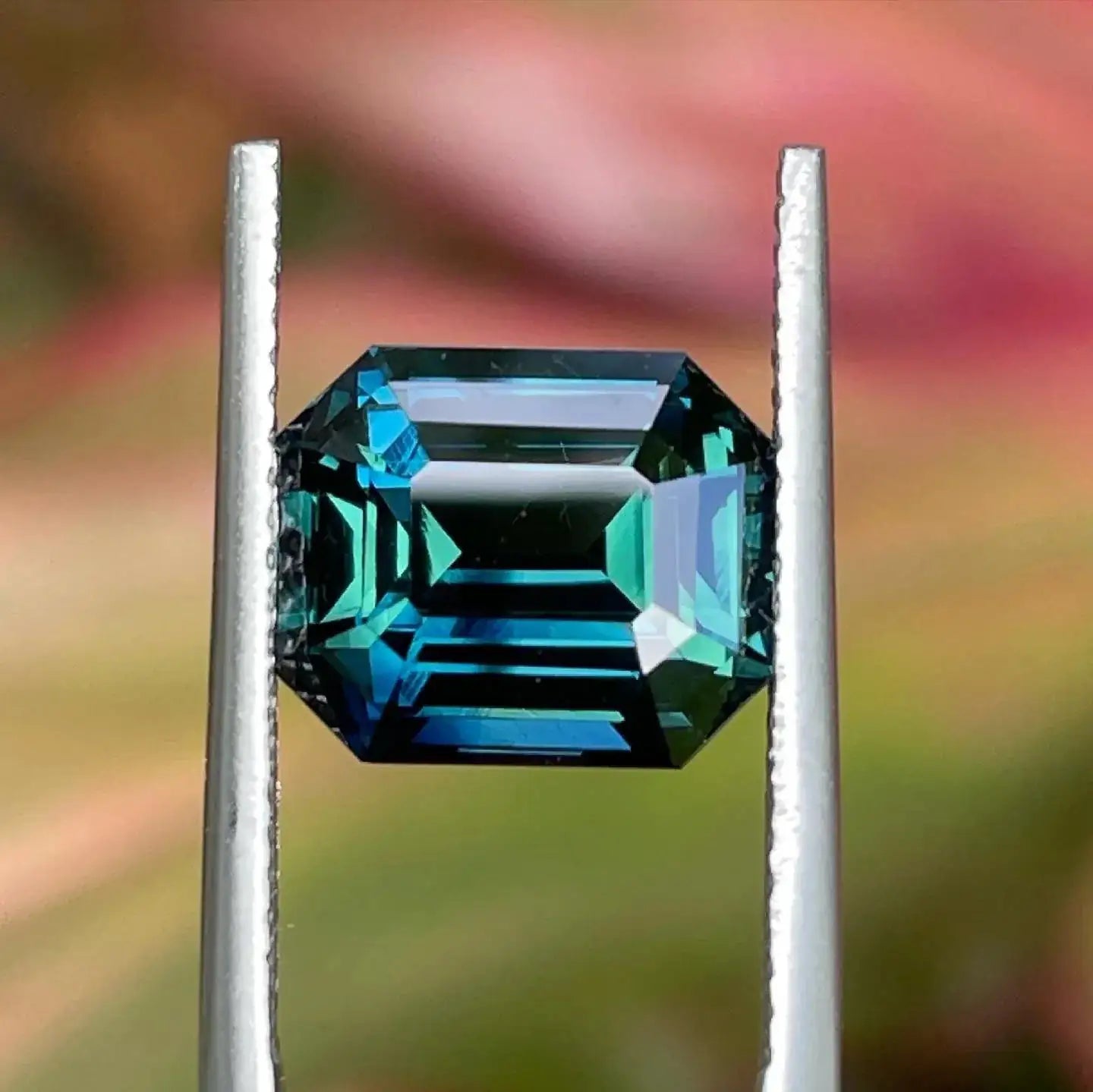 Emerald cut Peacock Sapphire in deep teal and forest green hues, ethically sourced from Sri Lanka - Crystal Gem & Jewelry