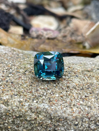 Teal Sapphire - 4.01 CT   - Cushion - 8.1x7.7x6.4mm - Madagascar - Sapphire For Engagement Ring - Natural Sapphires