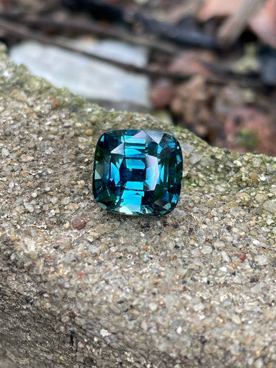Teal Sapphire - 4.01 CT   - Cushion - 8.1x7.7x6.4mm - Madagascar - Sapphire For Engagement Ring - Natural Sapphires