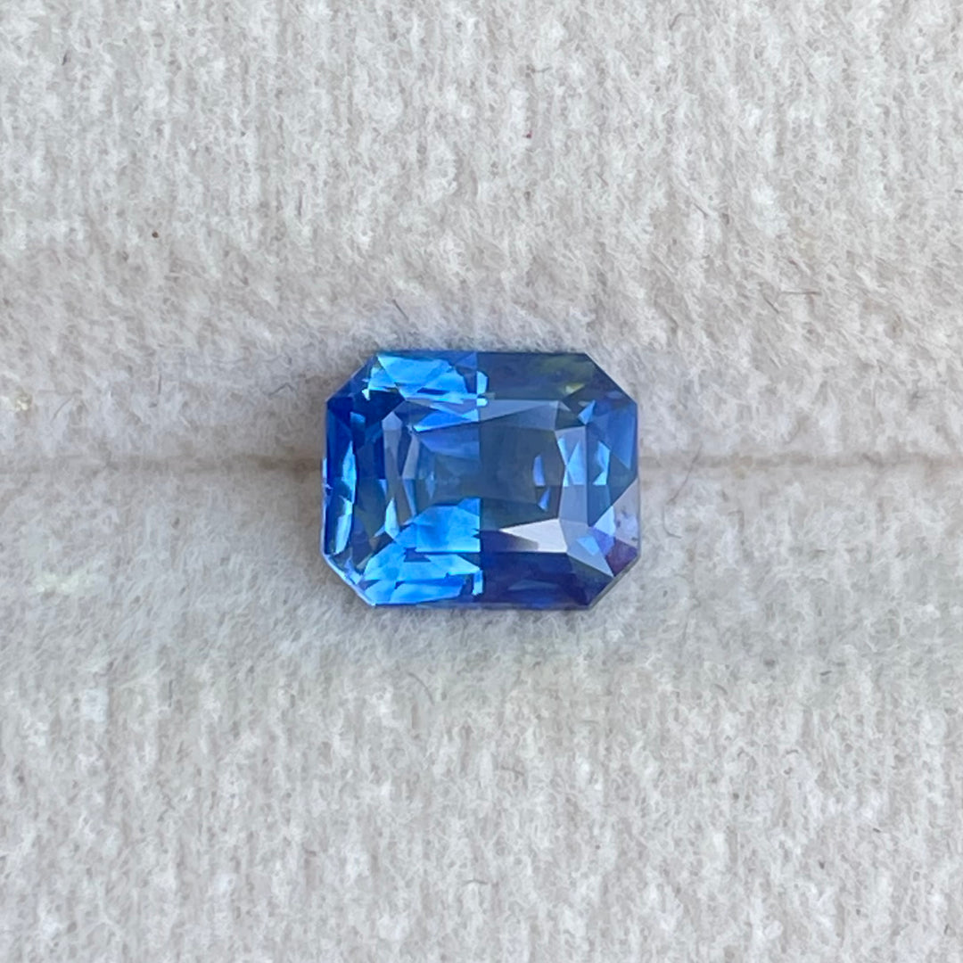 Natural 3.59 carat vivid blue sapphire from Madagascar, radiant cut, 8.5 × 7.8 × 5.8 mm, heated natural loose gemstone by Crystal Gem &amp; Jewelry.
