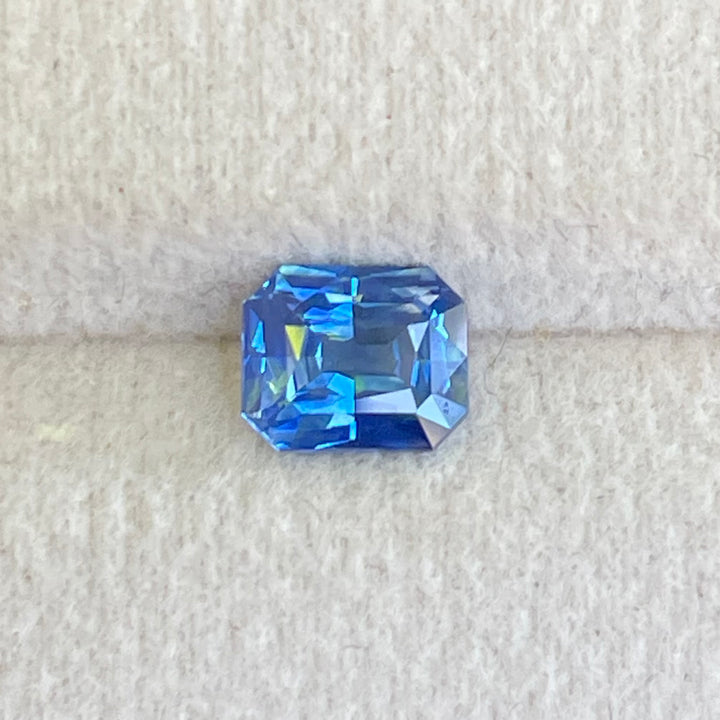 Natural 3.59 carat vivid blue sapphire from Madagascar, radiant cut, 8.5 × 7.8 × 5.8 mm, heated natural loose gemstone by Crystal Gem &amp; Jewelry.