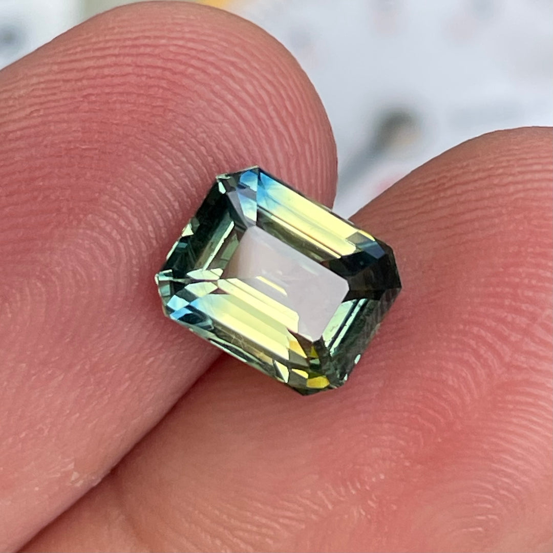 Natural 2.50 Ct Parti Sapphire – Radiant Cut Madagascar Sapphire, Unheated Loose Gemstone