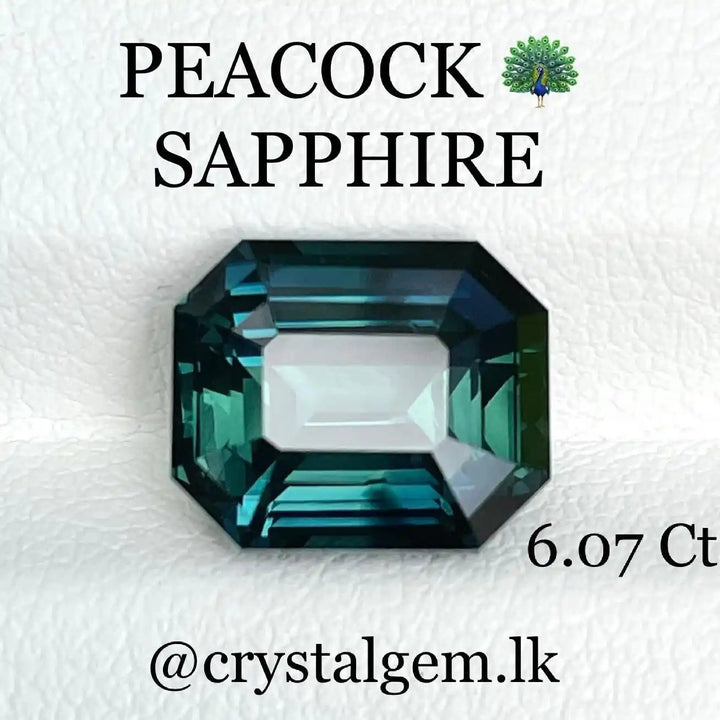 Peacock Sapphire 6.07 Cts 6.07 Ct / Blue l Green / Natural Corundum Sapphire GEMSTONES