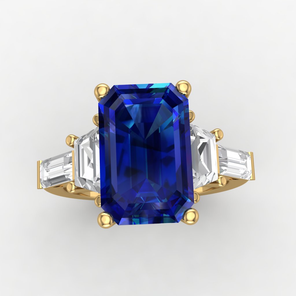 Bespoke laxury ring with sapphire mounted 
