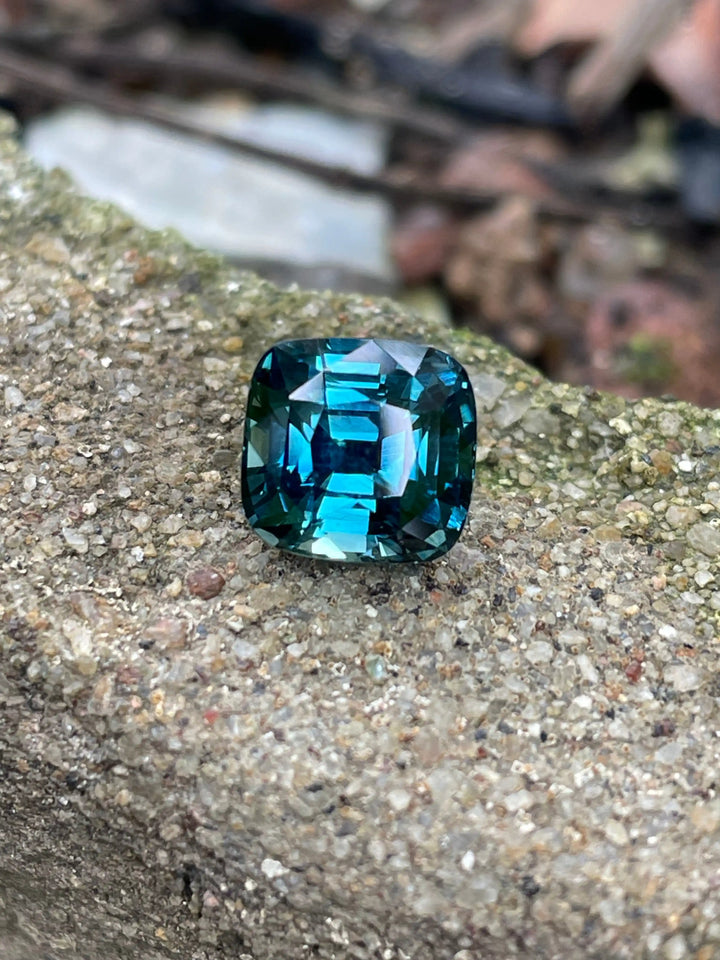 Teal Sapphire - 4.01 CT   - Cushion - 8.1x7.7x6.4mm - Madagascar - Sapphire For Engagement Ring - Natural Sapphires  