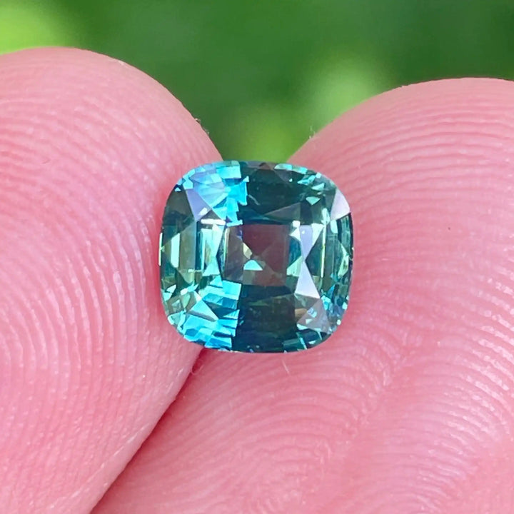 Teal Sapphire l 1.76 Ct l 6.5 x 6.3 x 4.3mm l Cushion l Madagascar l Bespoke Natural Sapphire For  Engagement Ring  