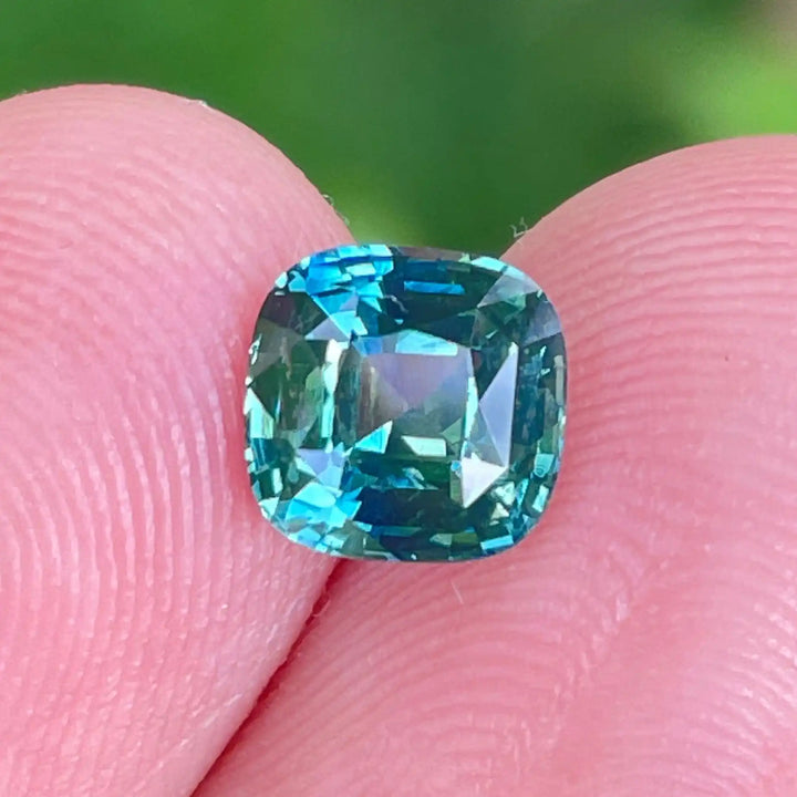 Teal Sapphire l 1.76 Ct l 6.5 x 6.3 x 4.3mm l Cushion l Madagascar l Bespoke Natural Sapphire For  Engagement Ring  