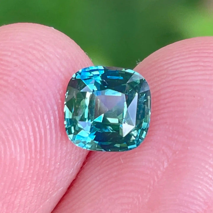 Teal Sapphire l 1.76 Ct l 6.5 x 6.3 x 4.3mm l Cushion l Madagascar l Bespoke Natural Sapphire For  Engagement Ring  