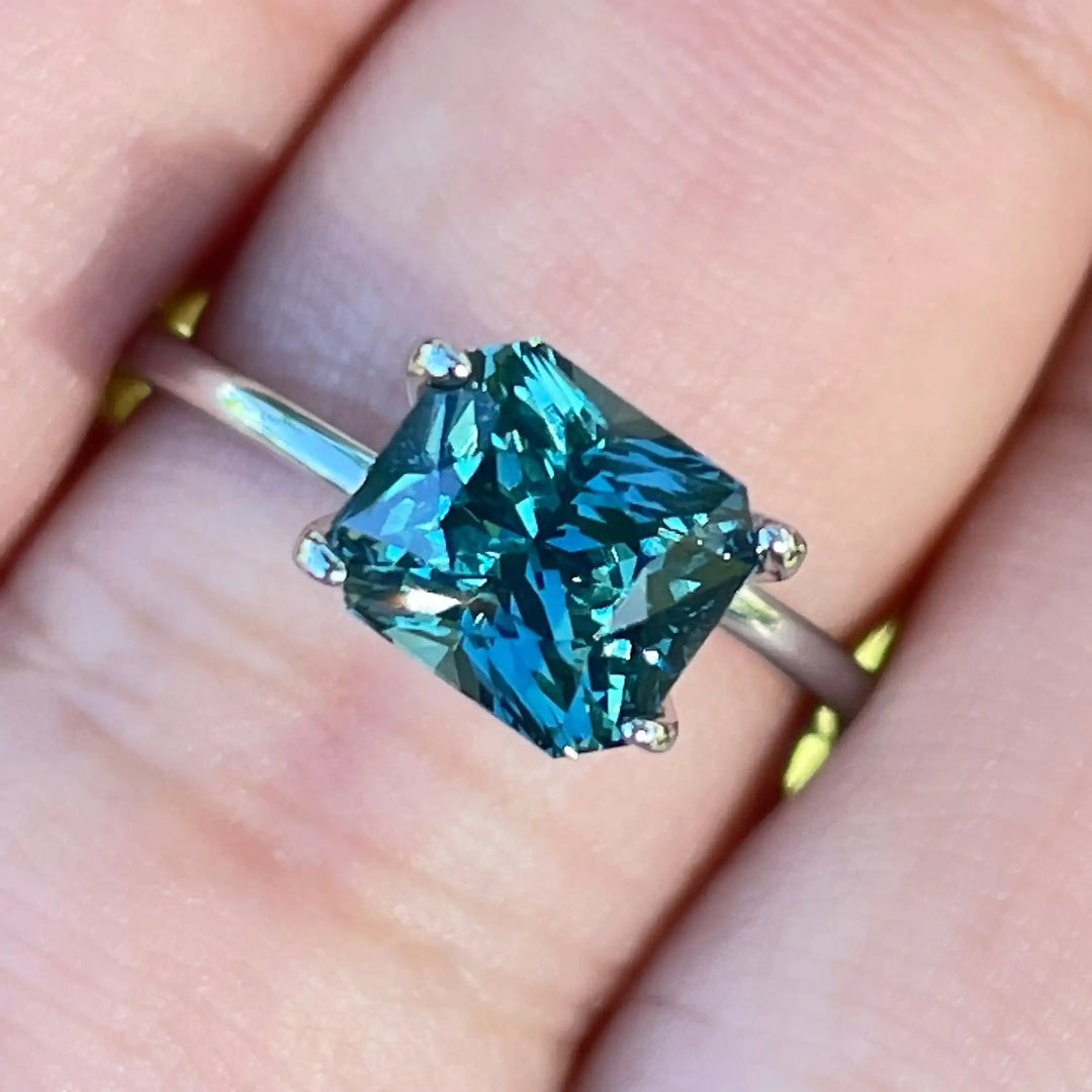 Teal Sapphire l 2.59 Ct l 7.2 x 6.4x 5.5mm l Cushion Mixed Cut l Unheated l Madagascar l Natural Sapphire l Sapphire Ring l Engagement Ring  