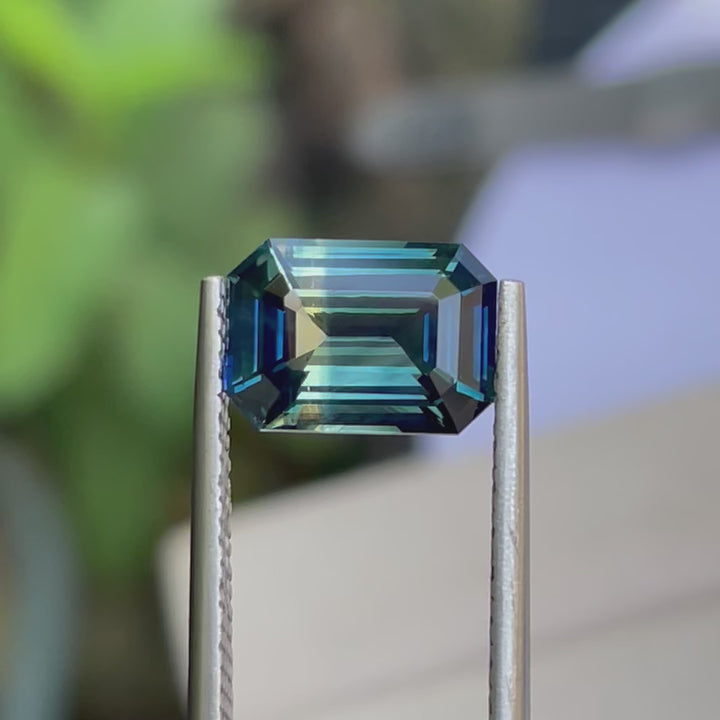 Natural 3.06 Ct Parti Sapphire – Emerald Shape Madagascar Sapphire, Unheated Loose Gemstone