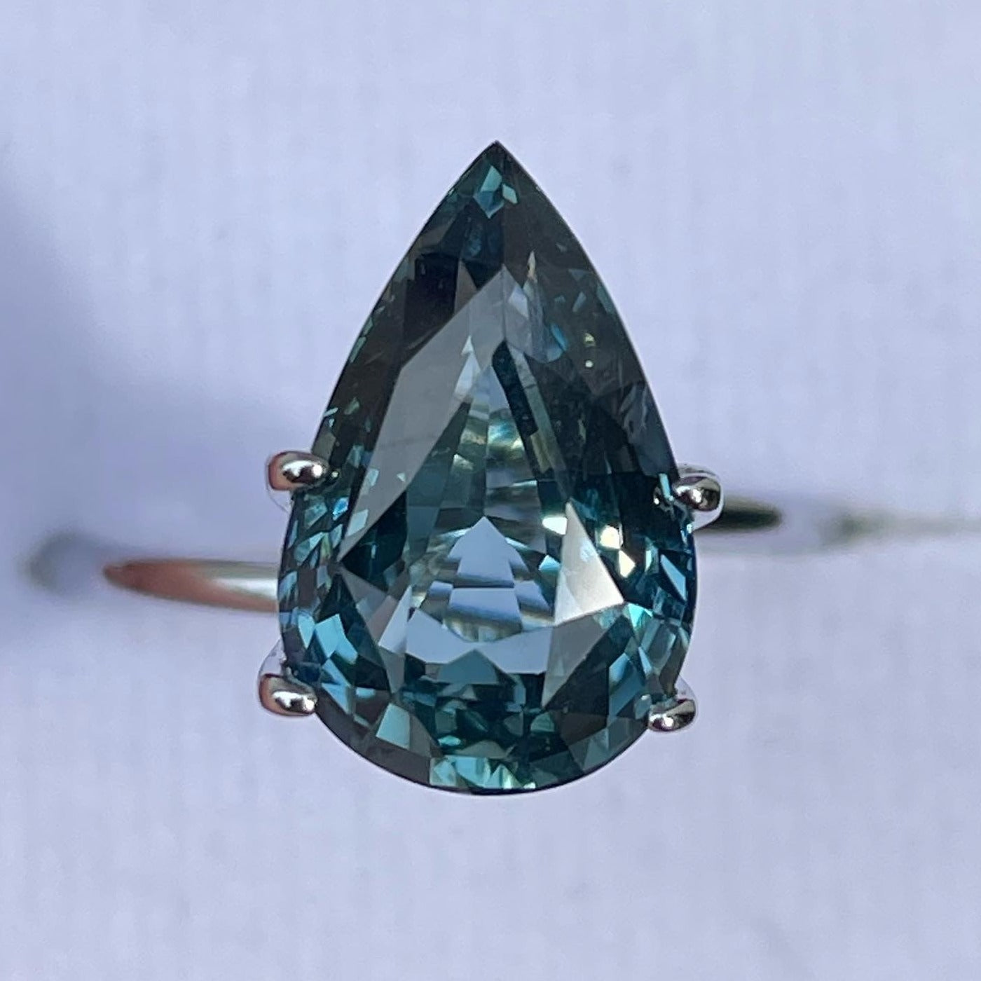 Fine Teal Sapphire For Bespoke Engagement Ring Pear 