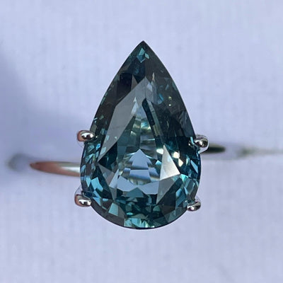 Fine Teal Sapphire For Bespoke Engagement Ring Pear 