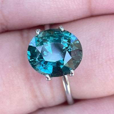 fine natural teal sapphire for bespoke engagement ring