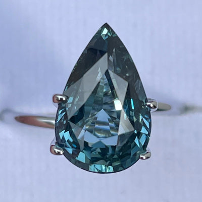 Fine Teal Sapphire For Bespoke Engagement Ring Pear 
