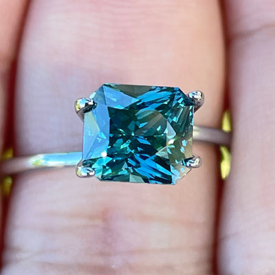 Teal Sapphire l 2.59 Ct l 7.2 x 6.4x 5.5mm l Cushion Mixed Cut l Unheated l Madagascar l Natural Sapphire l Sapphire Ring l Engagement Ring