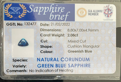 Teal Sapphire l 2.08 Ct l 8.80x7.00x4.96mm l Trillion l Unheated l Madagascar l Fine Sapphire For Bespoke Engagement Ring l Engagement Ring